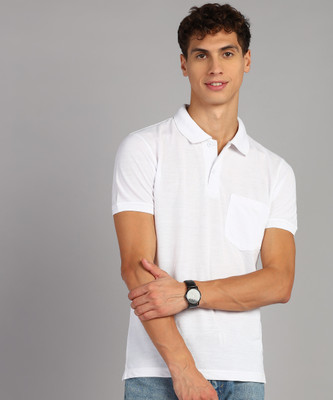 METRONAUT Solid Men Polo Neck White T-Shirt