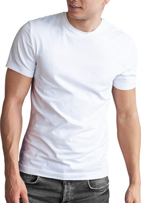 Cool Plus Solid Men Round Neck White T-Shirt