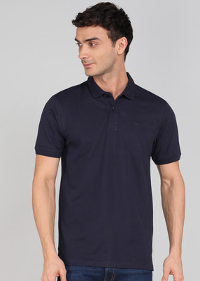 PARK AVENUE Solid Men Polo Neck Dark Blue T-Shirt