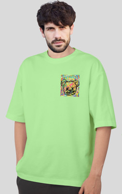 FLYIND VOGUE OUTFIT Printed Men Round Neck Light Green T-Shirt