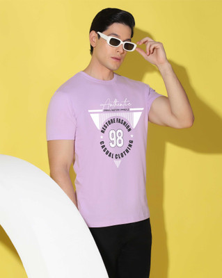 WOOSTRO Graphic Print Men Round Neck Purple T-Shirt