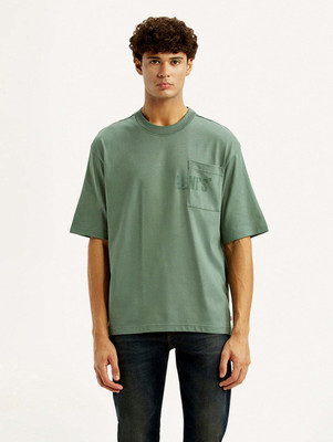 LEVI'S Solid, Printed Men Crew Neck Green T-Shirt