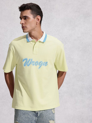 WROGN Printed Men Polo Neck Green T-Shirt