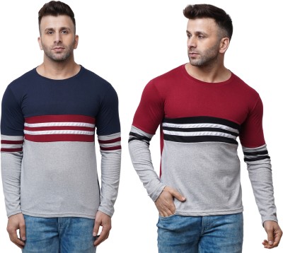 WRODSS Striped Men Round Neck Multicolor T-Shirt
