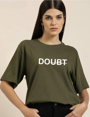 SPOWEARY Printed Women Round Neck Dark Green T-Shirt