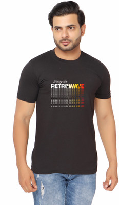 HA Classic Printed, Typography Men Round Neck Black T-Shirt