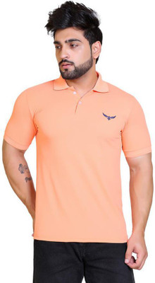 American Pie Solid Men Polo Neck Orange T-Shirt