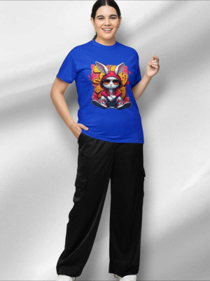 PD CLORI Graphic Print Women Round Neck Blue T-Shirt