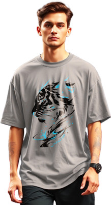 AUSK Printed Men Round Neck Grey T-Shirt