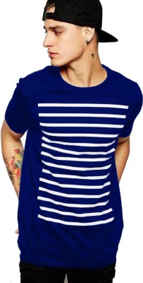 True Basket Printed Men Round Neck Blue T-Shirt