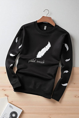 FASHIUM Printed Men Round Neck Black T-Shirt