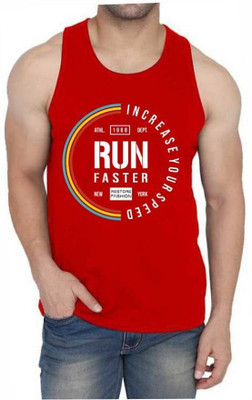 WOOSTRO Typography Men Round Neck Red T-Shirt
