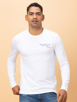 BEING HUMAN Solid Men Crew Neck White T-Shirt
