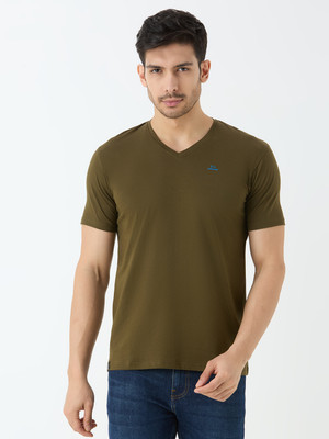 SUPER LOOPER Solid Men Polo Neck Brown T-Shirt