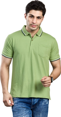 BE POSITIVE Solid Men Polo Neck Light Green T-Shirt