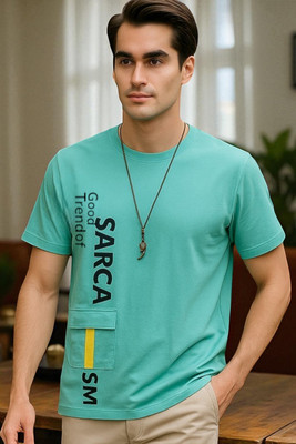 Autna Printed Men Round Neck Green T-Shirt