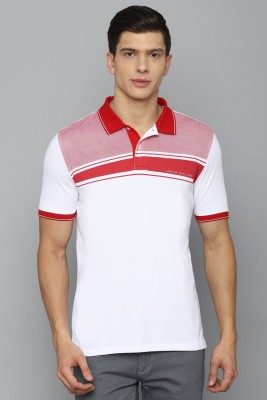 LOUIS PHILIPPE Striped Men Polo Neck White T-Shirt