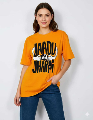BU SHIRTS.COM Graphic Print Women Round Neck Orange T-Shirt