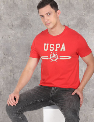 U.S. POLO ASSN. Printed Men Round Neck Red T-Shirt