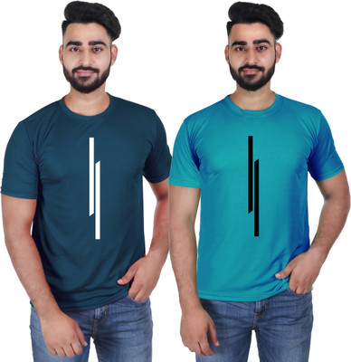 C P FASHION Printed Men Round Neck Reversible Multicolor T-Shirt