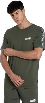 PUMA Solid Men Crew Neck Green T-Shirt