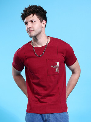 The Indian Garage Co. Solid Men Round Neck Red T-Shirt