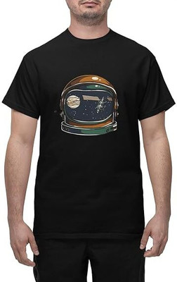 AWARA BACHA Printed Men Round Neck Black T-Shirt