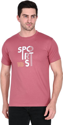 NEWZY Printed Men Round Neck Pink T-Shirt