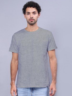 DeshiDukan Solid Men Round Neck Grey T-Shirt