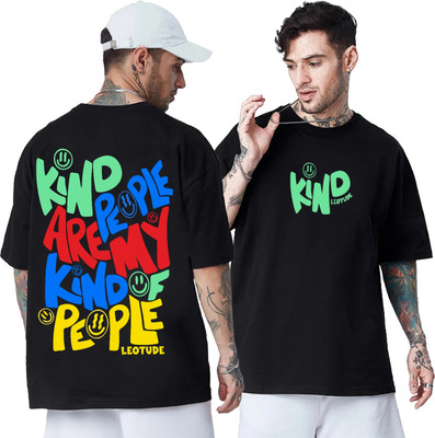Leotude Printed Men Round Neck Black T-Shirt