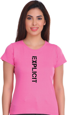 APE Printed Women Round Neck Pink T-Shirt