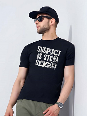 SZN Typography Men Round Neck Blue T-Shirt