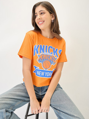 Globus Typography Women Round Neck Orange T-Shirt