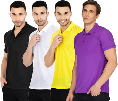 KEOTI Solid Men Polo Neck Multicolor T-Shirt