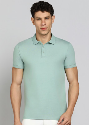 United Colors of Benetton Solid Men Polo Neck Green T-Shirt