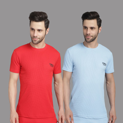 MACK JONNEY Solid Men Round Neck Multicolor T-Shirt