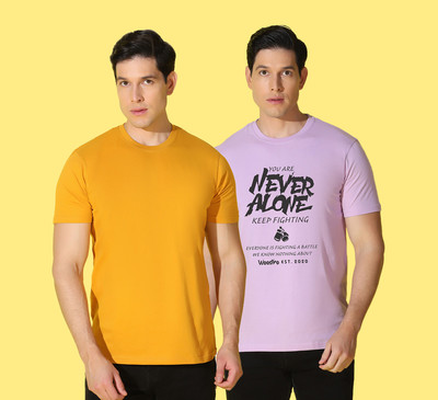 WOOSTRO Printed, Solid Men Round Neck Multicolor T-Shirt