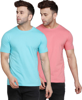SLOWLORIS Solid Men Round Neck Multicolor T-Shirt