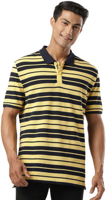 JOCKEY Striped Men Polo Neck Dark Blue T-Shirt
