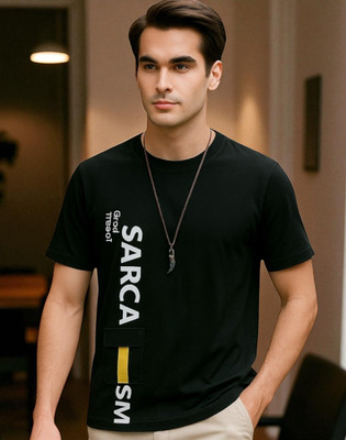 Autna Printed Men Round Neck Black T-Shirt
