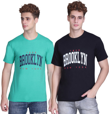 Zeffit Printed Men Round Neck Light Green, Black T-Shirt