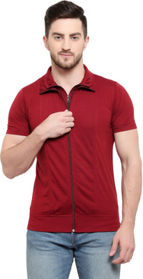 Tresna Trending Solid Men Polo Neck Maroon T-Shirt