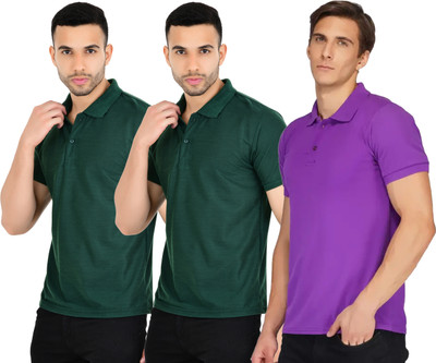 KEOTI Solid Men Polo Neck Multicolor T-Shirt