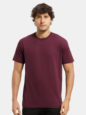JOCKEY Solid Men Round Neck Purple T-Shirt
