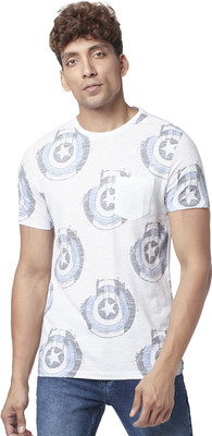 SF Jeans by Pantaloons Printed Men Round Neck White T-Shirt