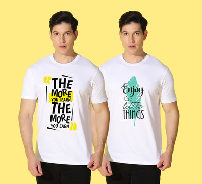 WOOSTRO Printed Men Round Neck Multicolor T-Shirt