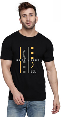SLOWLORIS Typography Men Round Neck Black T-Shirt