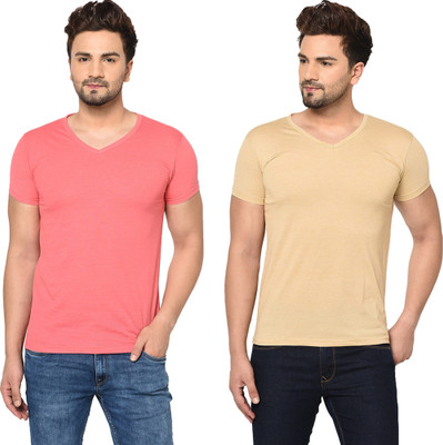 Adorbs Trend Solid Men V Neck Multicolor T-Shirt