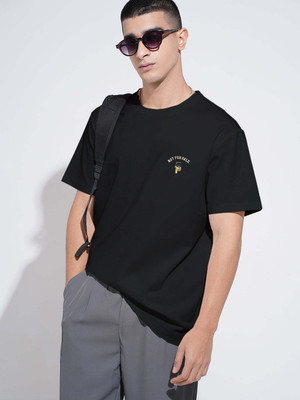 SHOWOFFFF Graphic Print Men Round Neck Black T-Shirt
