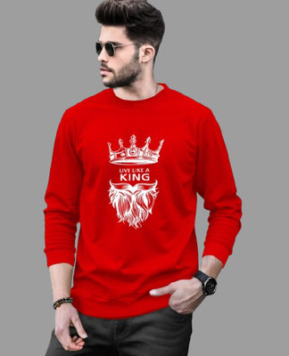 ACEBERE Printed, Typography Men Round Neck Red T-Shirt